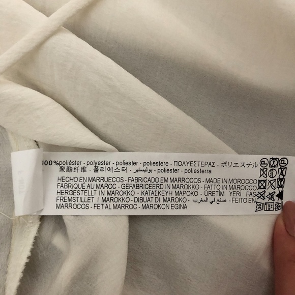 Adjustable Zara Wrap Shirt V-Neck Collar Shimmery Crinkle Cream/Off White Medium - Picture 12 of 15